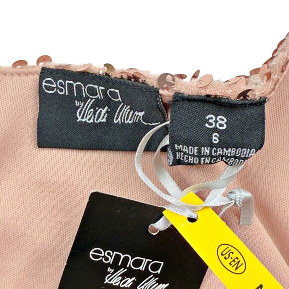 Esmara Heidi Klum Sz 6 Rose Gold Sequin Shift Dress NWT Holiday Metallic Barbie - Picture 4 of 7